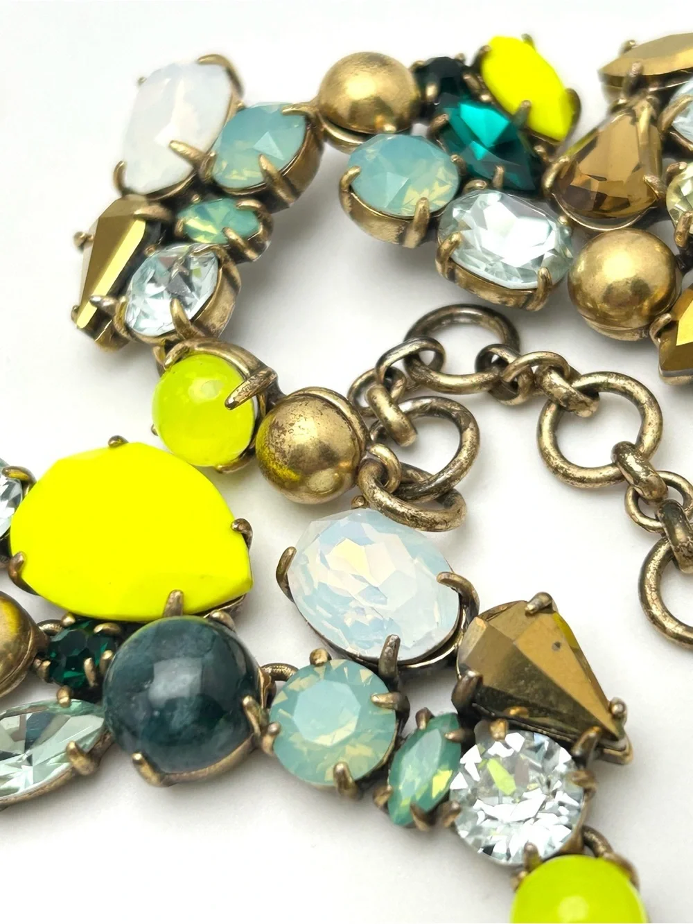 J. Crew Spring Bloom Green Yellow Opalescent Necklace